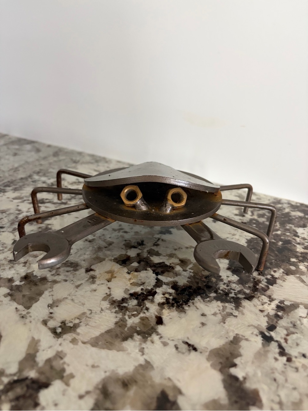 Metal Crab Sculpture Decorative Trinket Holder - Silver & Brass Tones